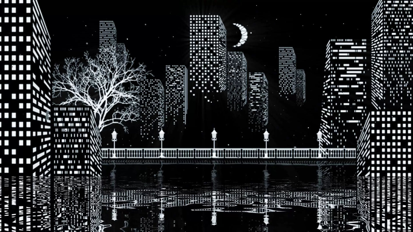 4 Sets LED Big Screen City Nightscape VJ Loops | B&W Urban Scenery Live Stage Backgrounds | Professional Concert & Club Visuals | Digital Video Material Vol. 244 🌃🎞️⚡
