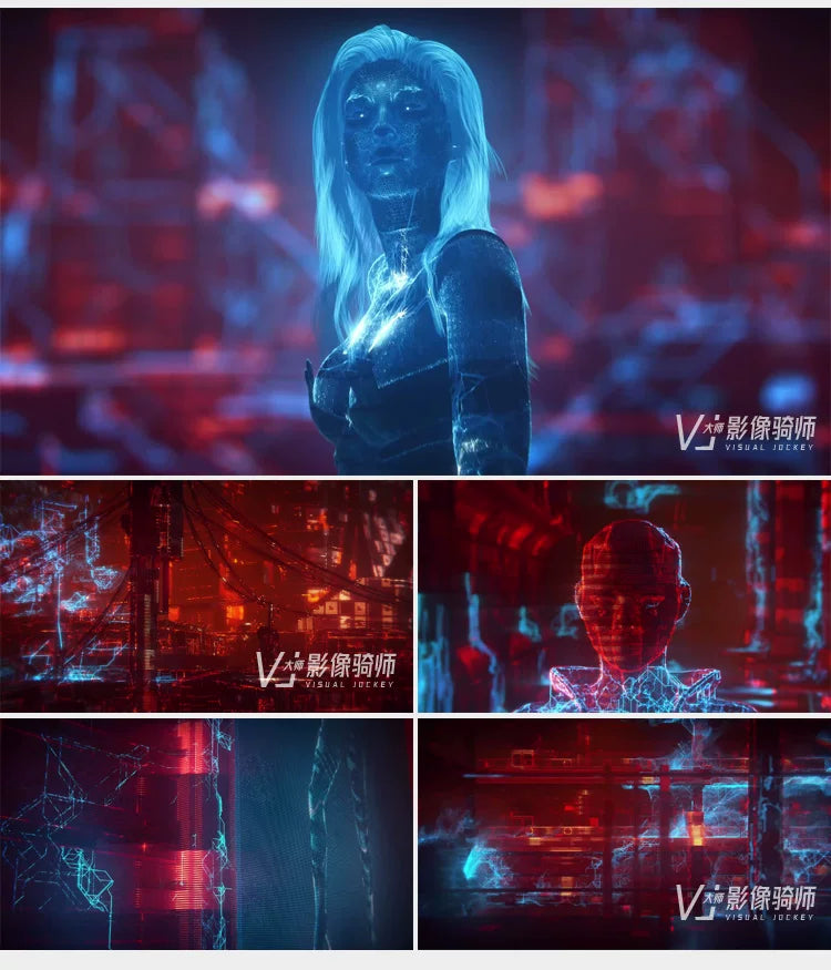 Visual Pack 🎬 | Cool Cyberpunk Neon Character 🌆 | 4K LED VJ Video Background for Bar Stage Intro Animation