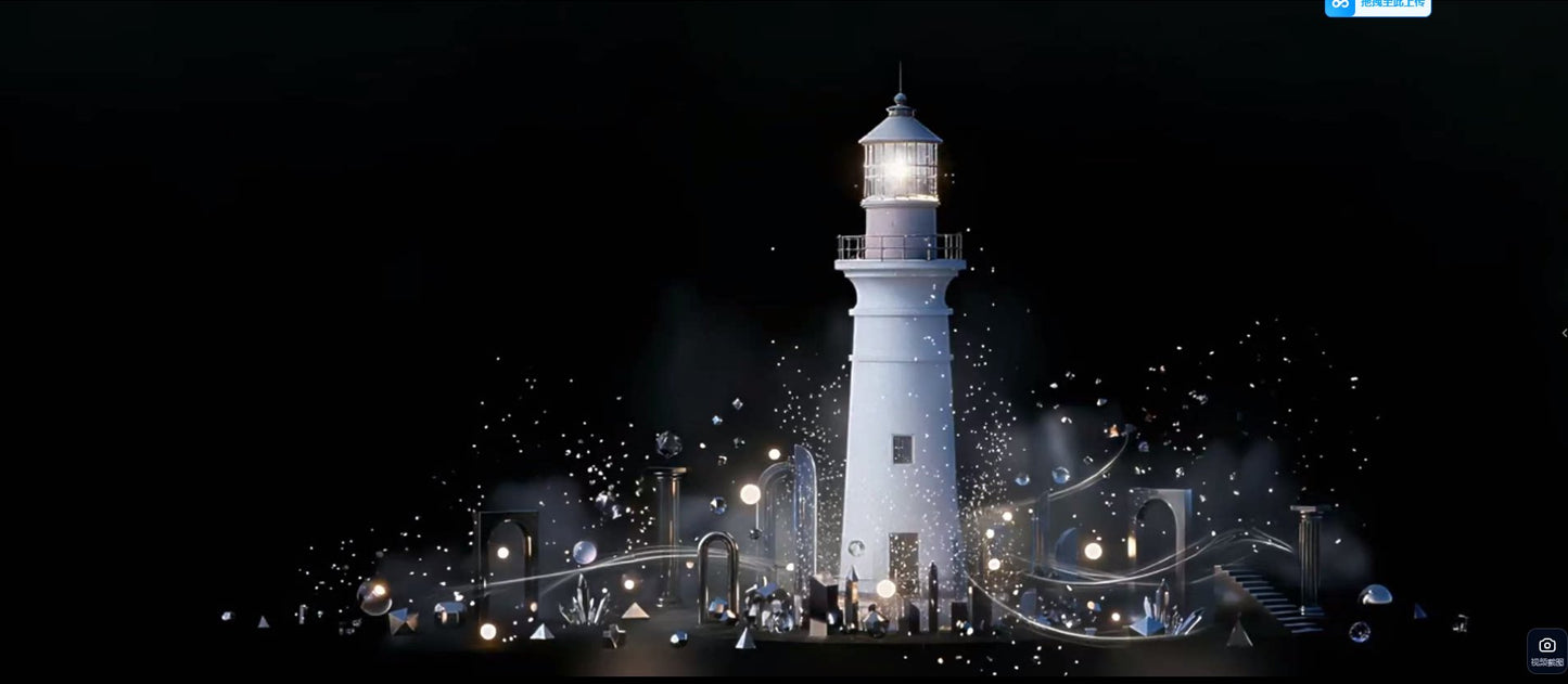 Premium Ocean Lighthouse Background: Dreamy Marine Particles & Sea Waves Scene. High-Quality VJ Loop for Live House & Cinematic Stage LED Displays. 🌊🏮✨🚢