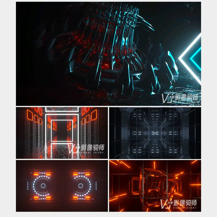 Visual Pack 🎬 | 3D Metallic Mechanical Rhythm Lines | Dynamic Nightclub Bar LED Screen VJ Background Video ⚡