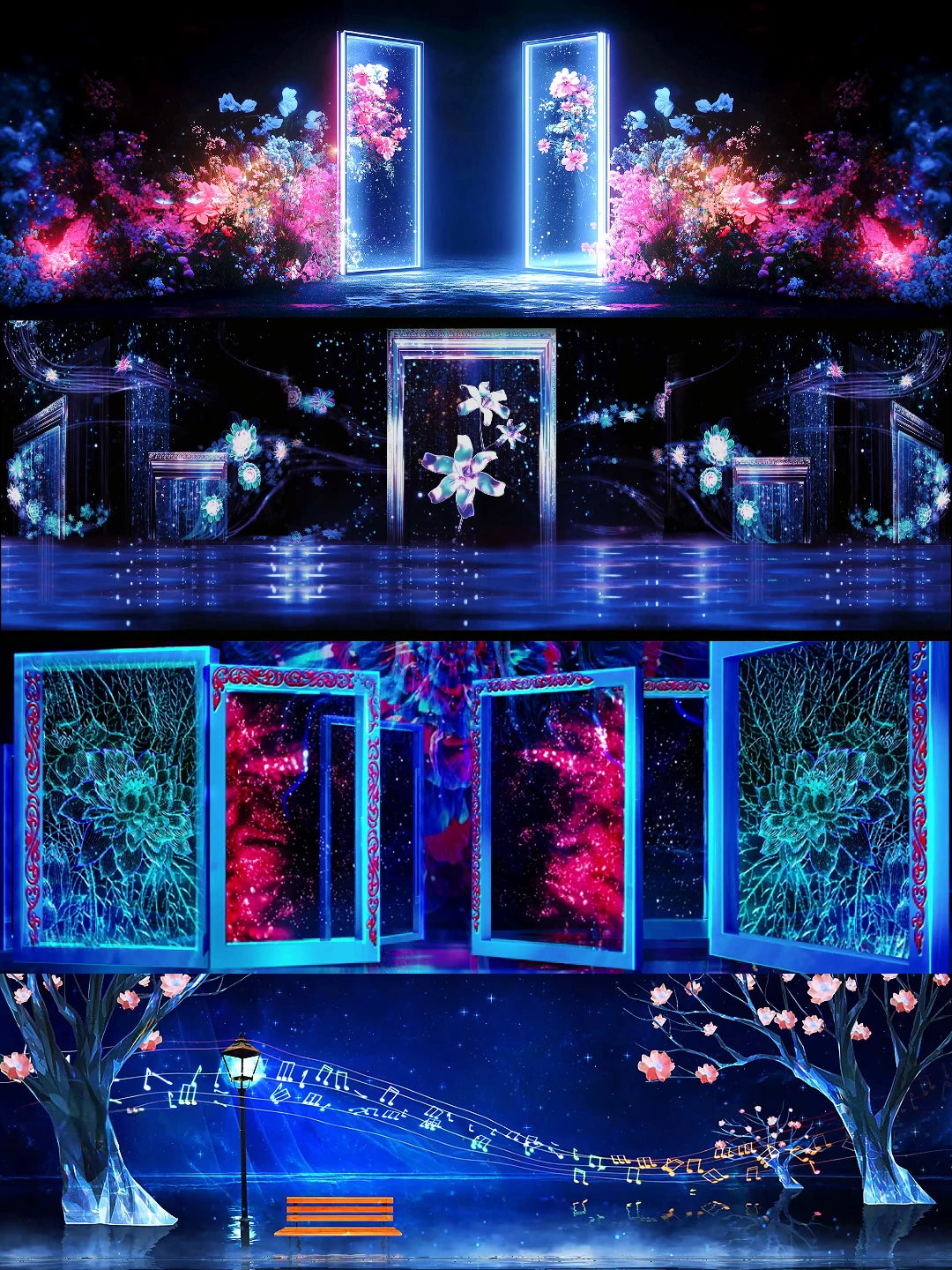 Premium Aesthetic Flower Petals & Particles: Floating Musical Notes | Elegant Cinematic Visual Assets & Romantic Backgrounds for Live House & Music Videos 🌸✨🎶 FX