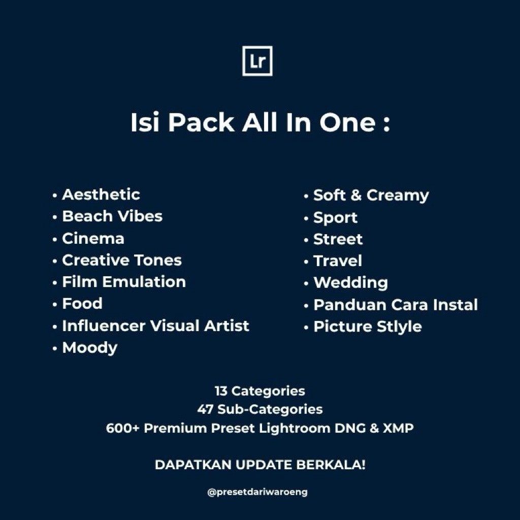 ALL IN ONE Presets Lightroom | Preset ALL IN ONE Free Update | Lightroom Untuk iOS Android dan Desktop - MICHIGO STUDIO