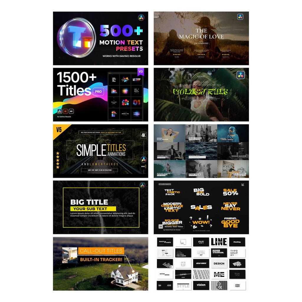 🎬 DaVinci Plugin Bundle | Transitions, Titles, Effects, LUTs Collection - MICHIGO STUDIO