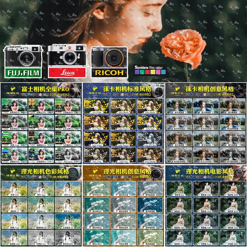 🎨 Preset Lr + Filter Ps + LUT – Fuji Camera Full Pack NC/CC/NN/RA – Lightroom, Photoshop, PR & Mobile LUTs - MICHIGO STUDIO