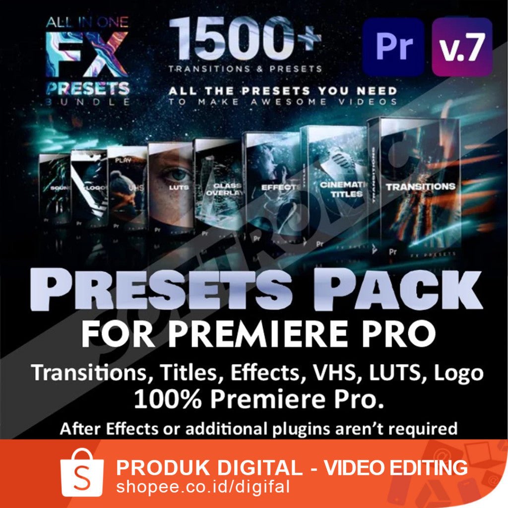 Presets Pack for Premiere Pro V.7 - Transitions, TitIes, Effects, VHS, LUTS, Logo 719 [ MICHIGO STUDIO ] - MICHIGO STUDIO
