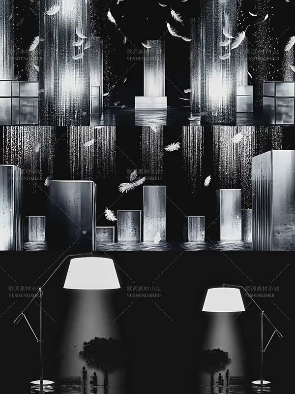 Aesthetic Livehouse Visuals ✨ Ethereal Feather & Table Lamp Assets 🕯️ Dreamy Night Shadows & Light Leaks VJ Materials 🌙