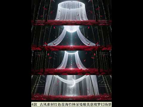 Cinematic Red Floral Sea: Hidden Bamboo Forest Dreamy Background. Premium Gu Feng Style VJ Loop for Live House & Artistic Stage LED Displays. 🎋🌸🔴✨