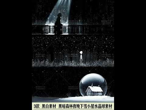 Dark Monochrome Winter Forest VJ Visuals 🌲 Snowy Cabin & Crystal Ball Night Scene | Black & White Aesthetic LED Stage Background for Livehouse & Dark Events ❄️