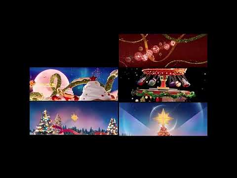 Premium Widescreen Christmas Scene: Snowy Pine & Dreamy Lights Background. High-Quality Panoramic VJ Loop for Bars, Nightclubs & Grand Stage LED Walls. 🎄❄️🎆🏙️