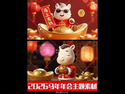 Premium 2026 Year of the Horse Festive Background: Chinese New Year Grand Opening Video. High-Quality VJ Loop for Corporate Galas & Stage LED Displays. 🐎🏮✨🧧