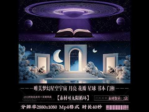 Premium Cosmic Moon Visuals: Aesthetic Floating Petals & Dreamy Universe. High-End Livehouse VJ Loop, Fantasy Moon Decoration & Cinematic Stage Asset. 🌙🌸🌌✨