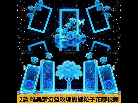 Aesthetic Blue Rose & Butterfly Motion Graphics: Dreamy Flower Particle Background for Stage, Weddings & Live House LED Screens. High-Quality VJ Asset ✨🌹