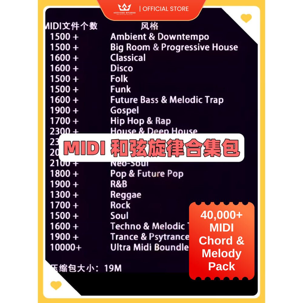 🎼 Sample Pack | 40,000+ MIDI Chord & Melody Pack – All Genres - MICHIGO STUDIO