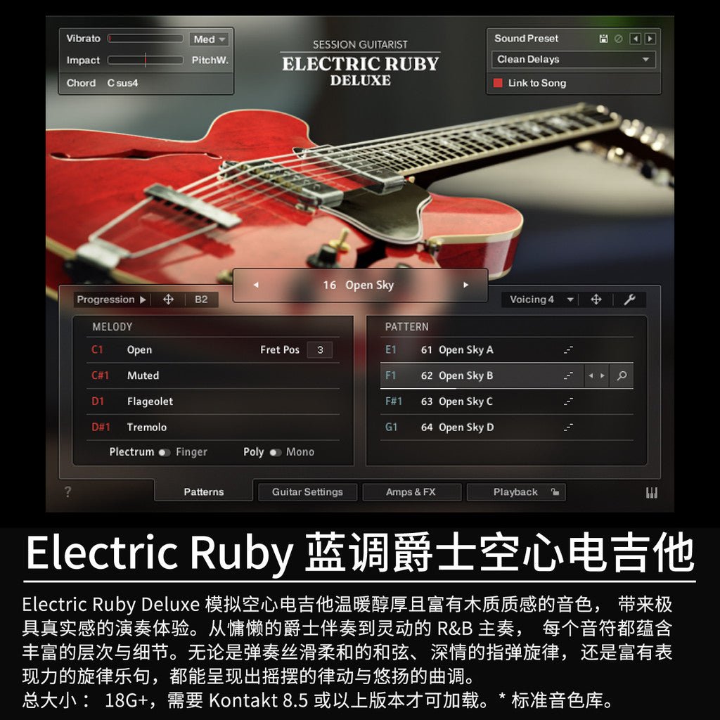 Sample PACK | 🎸 Hollow Electric Guitar Session – Ruby Blues Jazz Kontakt Instrument [MICHIGO STUDIO] - MICHIGO STUDIO