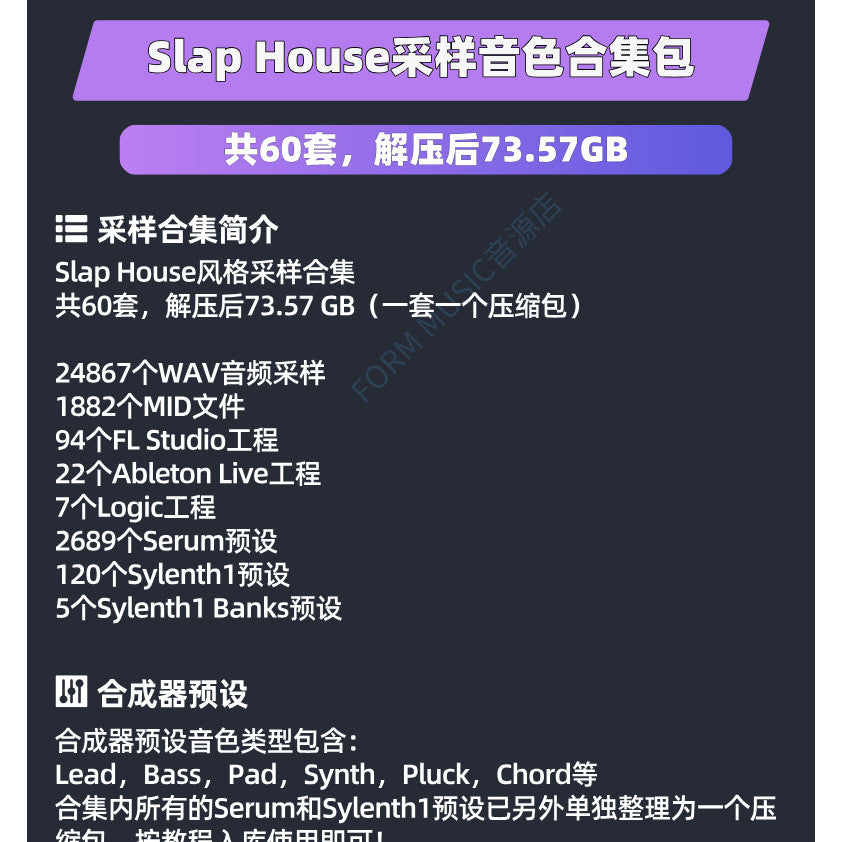 Slap House Sampling Package Electronic Music Source Serum Preset Melody Drum Tone FL Studio Project [Michigo Studio]
