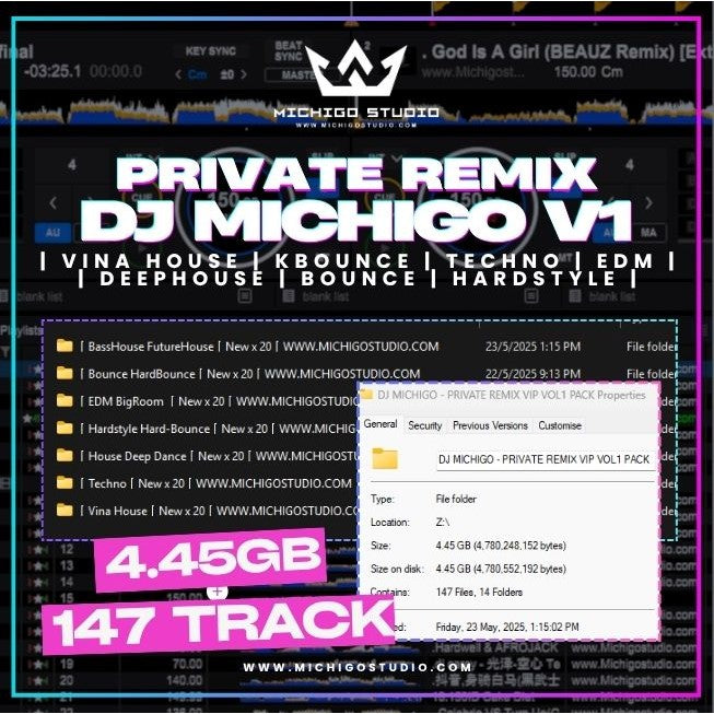 DJ MICHIGO VOL.1 - PRIVATE REMIX PACK VIP 2K25 4.45GB [BOUNCE | K-BOUNCE | VINAHOUSE | TECHNO | DEEP HOUSE]