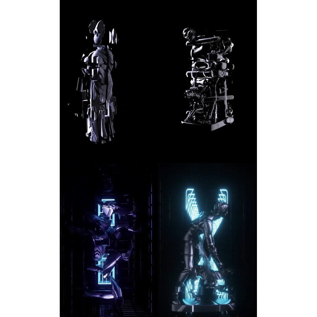 🎥 VJ LOOP | Ancient Rome 3D Sculpture Holographic Ice LED Vertical Background 🏛️🗿❄️ [ MICHIGO STUDIO ]