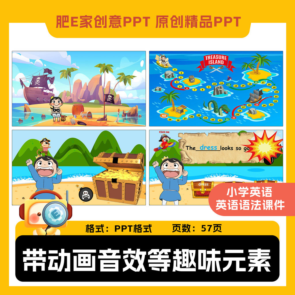 POWERPOINT TEMPLATE 74 | 📚 Nouns Grammar Countable/Uncountable Possessive Fun Animated PPT Template [ MICHIGO STUDIO ]
