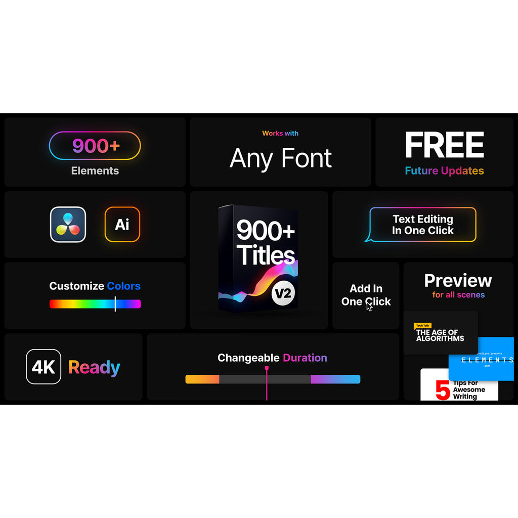 🅰️ 1800+ Title Templates | Pro Subtitle Pack with Preview [MICHIGO STUDIO]