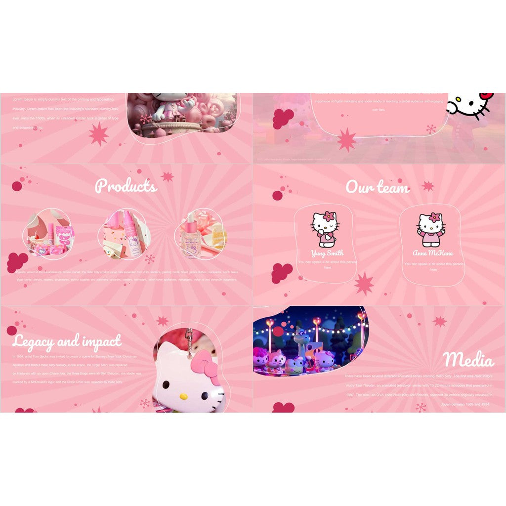 POWERPOINT 226 | 🎀 Hello Kitty Pink Cute Cartoon Girl Children & Elementary Presentation
