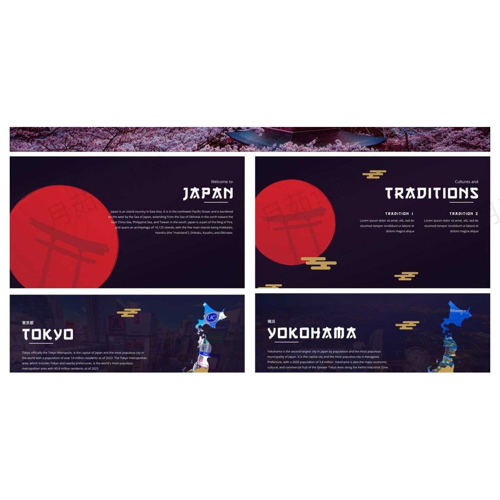 POWERPOINT TEMPLATE 314 | 🗾 Japan Travel Japanese Introduction Culture Mt. Fuji Travel Planning Editable PPT
