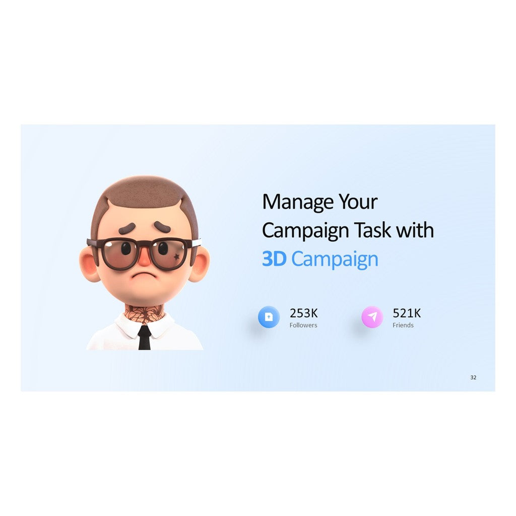 POWERPOINT TEMPLATE 289 | 🏆 40 Pages 3D Exquisite Layout Character Model Work Report Lesson Competition PPT