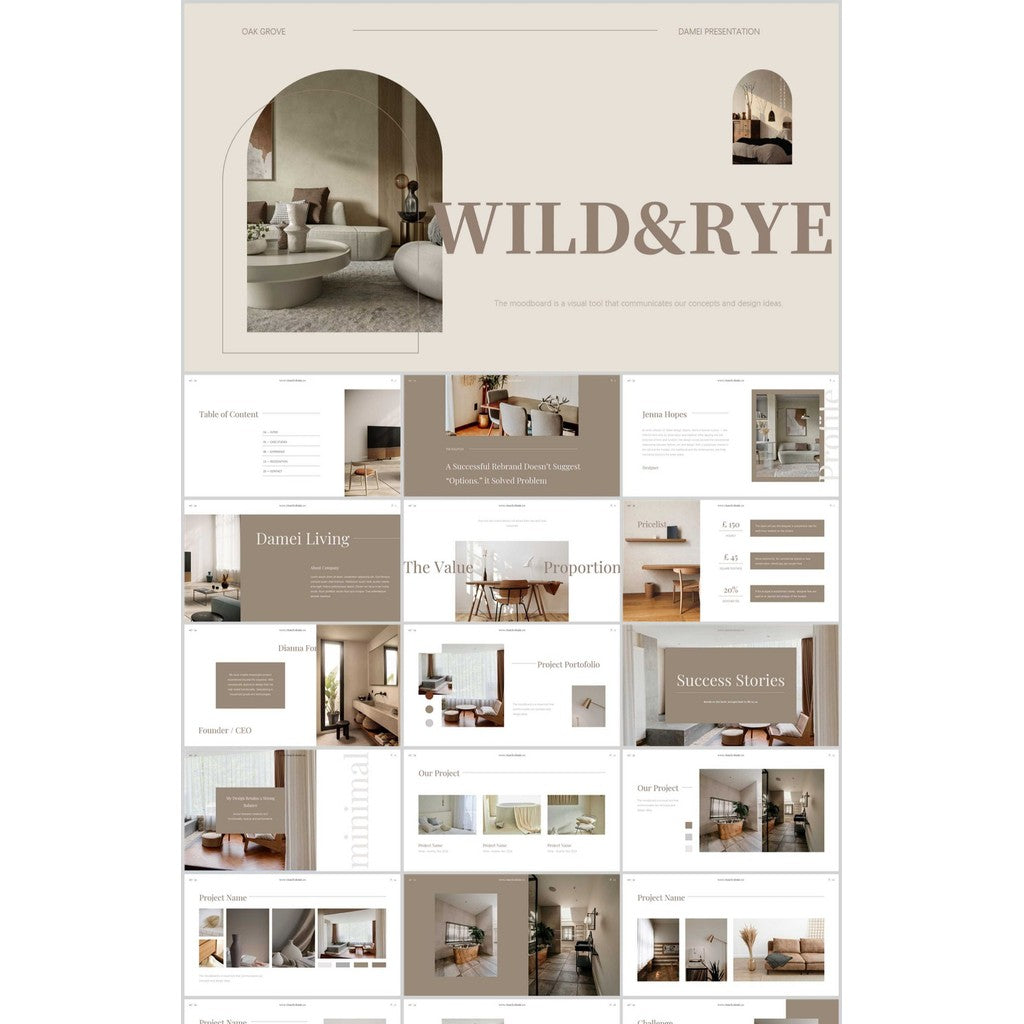 POWERPOINT TEMPLATE 100 | 🎨 Creative Portfolio Resume Artistic Minimalist Layout PPT Template NEW [ MICHIGO STUDIO ]