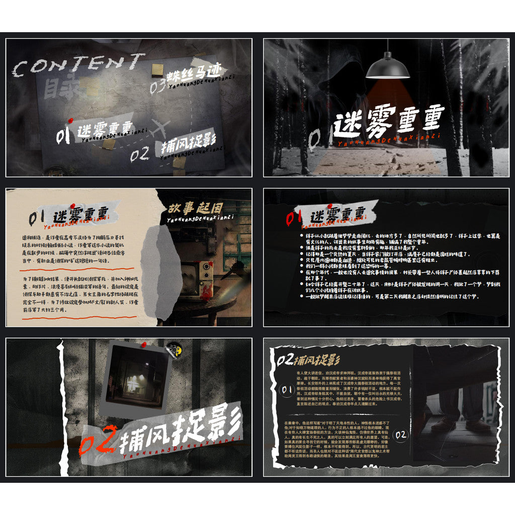 POWERPOINT TEMPLATE 14 | 🕵️ Dark Suspense Detective Theme Stylish PPT Template [ MICHIGO STUDIO ]