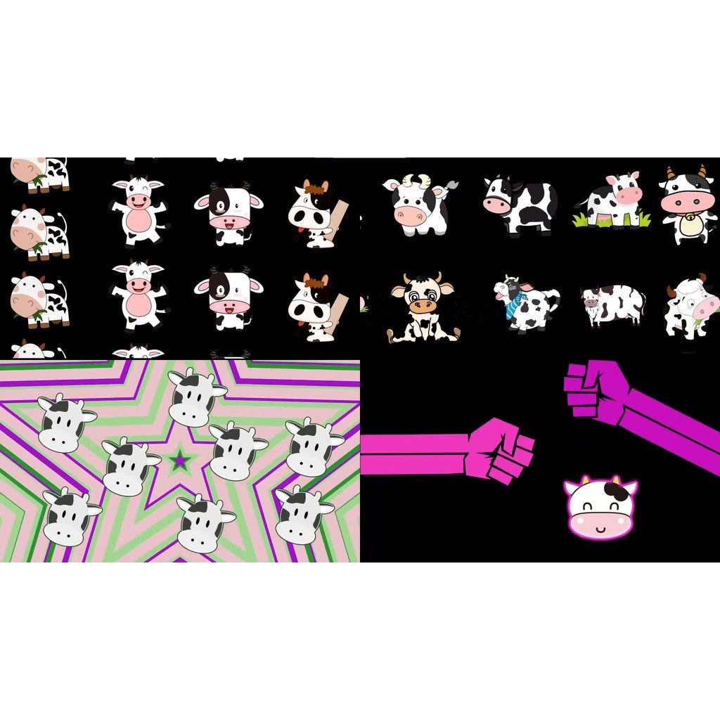 VJ LOOP | 🐮 Cow Party Bounce Cartoon Animation – Club LED VJ Fun Visuals 🎈🎊 [MICHIGO STUDIO]