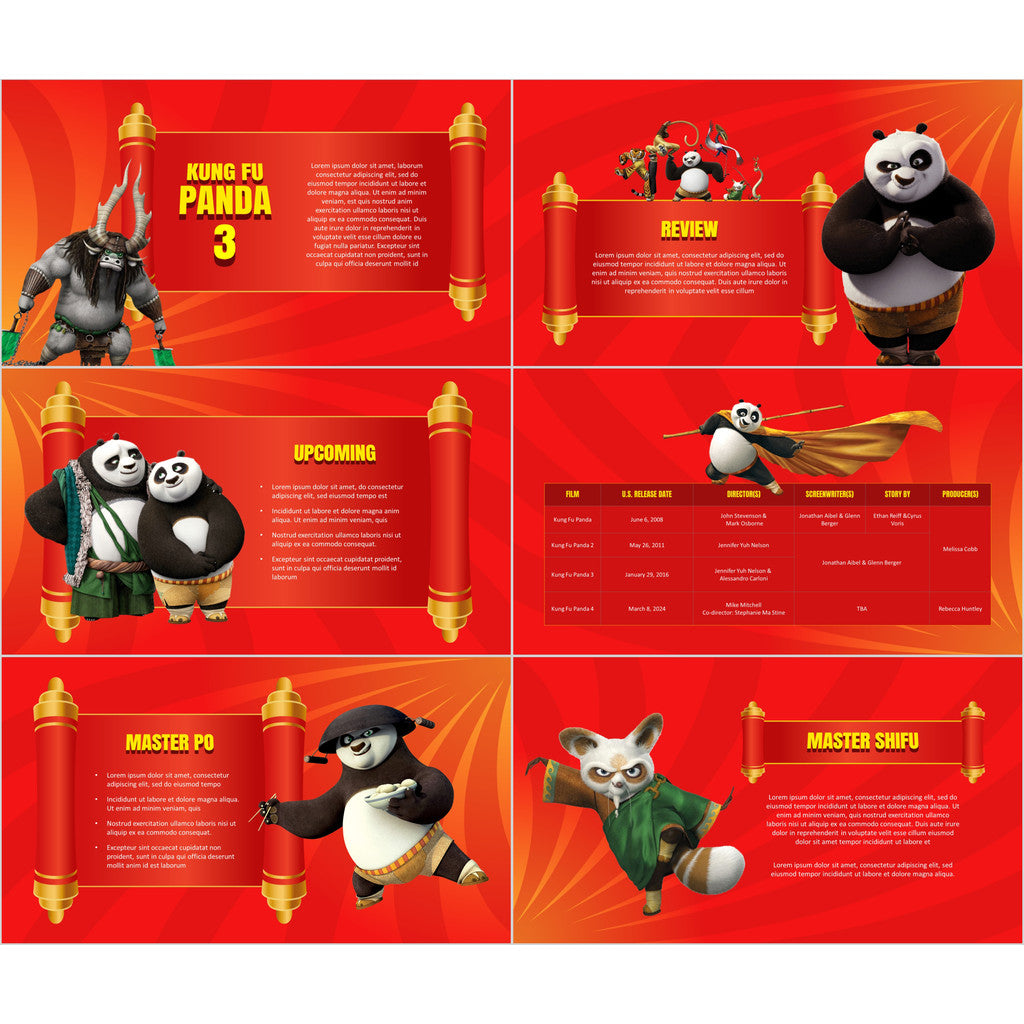 POWERPOINT TEMPLATE 143 | 🐼 Kung Fu Panda Movie Theme PPT English Introduction Student Movie Review [ MICHIGO STUDIO ]