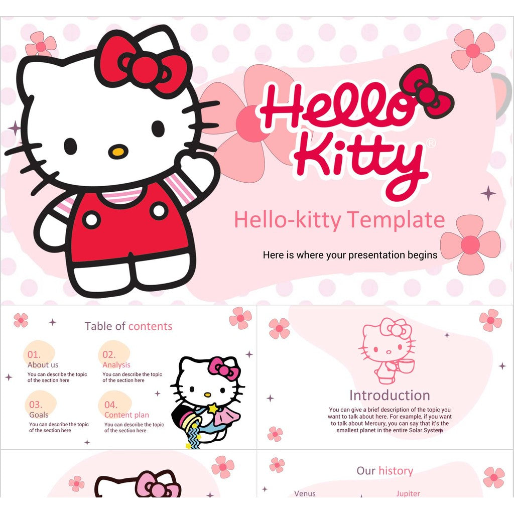 POWERPOINT 226 | 🎀 Hello Kitty Pink Cute Cartoon Girl Children & Elementary Presentation