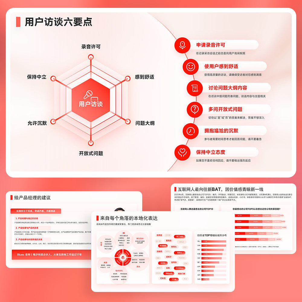 POWERPOINT TEMPLATE 303 | 🔴 35 Pages Red Internet Big Tech Company User Experience Map User Persona PPT Template