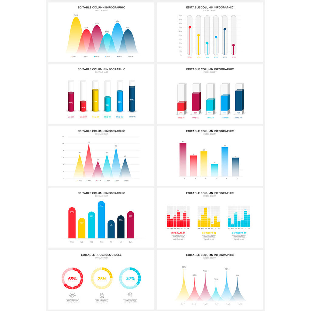 POWERPOINT 265 | 📊 Animated Charts Logic Mind Map Technology Data Visualization