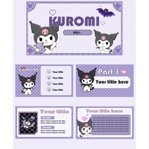 POWERPOINT TEMPLATE 280 | 🎀 Kuromi PPT Template 15 Pages Editable Text & Images [ MICHIGO STUDIO ]