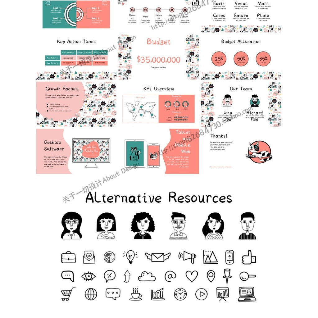POWERPOINT TEMPLATE 162 | 🐱 Cartoon Cat Cute Animal Pet Care Universal Report PPT [ MICHIGO STUDIO ]