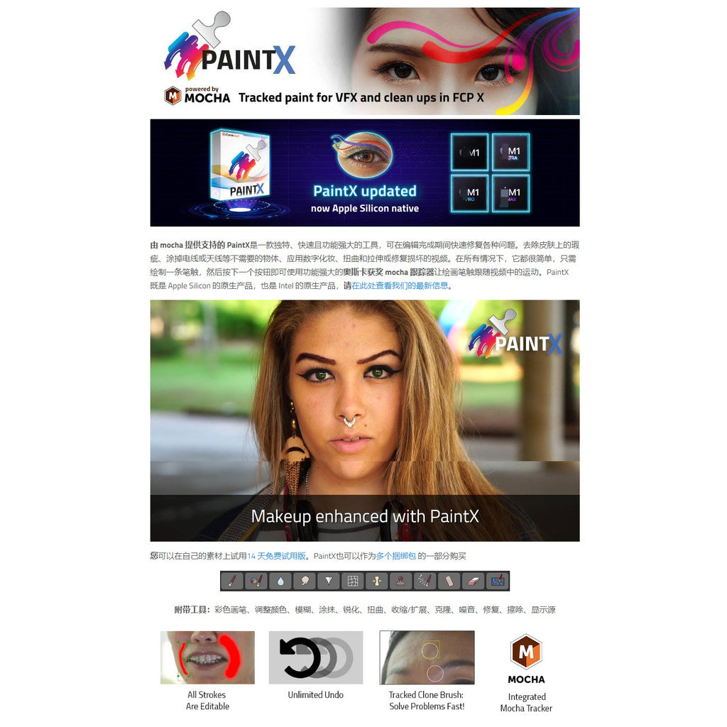 FCPX | 💄 PaintX – Face Slimming, Skin Retouch & Beauty Plugin Tracking, Acne Removal & Body Reshape [MICHIGO STUDIO]