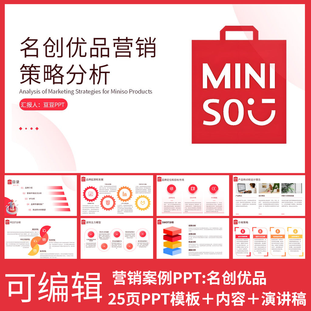 POWERPOINT TEMPLATE 49 | 🛍️ MINISO Brand Marketing Strategy Case Study Class Report PPT Template [ MICHIGO STUDIO ]