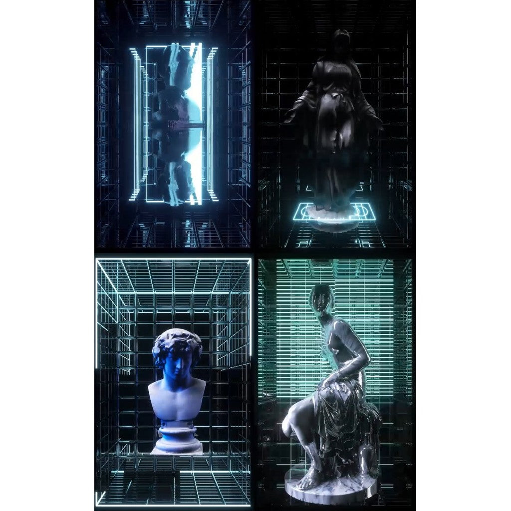 🎥 VJ LOOP | Ancient Rome 3D Sculpture Holographic Ice LED Vertical Background 🏛️🗿❄️ [ MICHIGO STUDIO ]