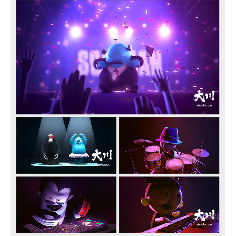 🎥 VJ LOOP | Cartoon Band Dance Animation Bar Stage LED Visuals 🎸🎤 [ MICHIGO STUDIO ]