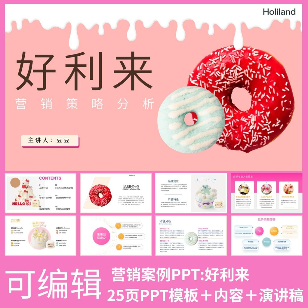 POWERPOINT TEMPLATE 41 | 🎂 HOLILAI Brand Marketing Strategy Case Study Report PPT Template [ MICHIGO STUDIO ]
