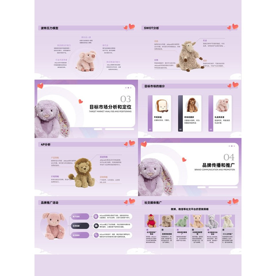 POWERPOINT TEMPLATE 54 | 🧸 Jellycat Brand Marketing Strategy Case Study Class Report PPT Template [ MICHIGO STUDIO ]
