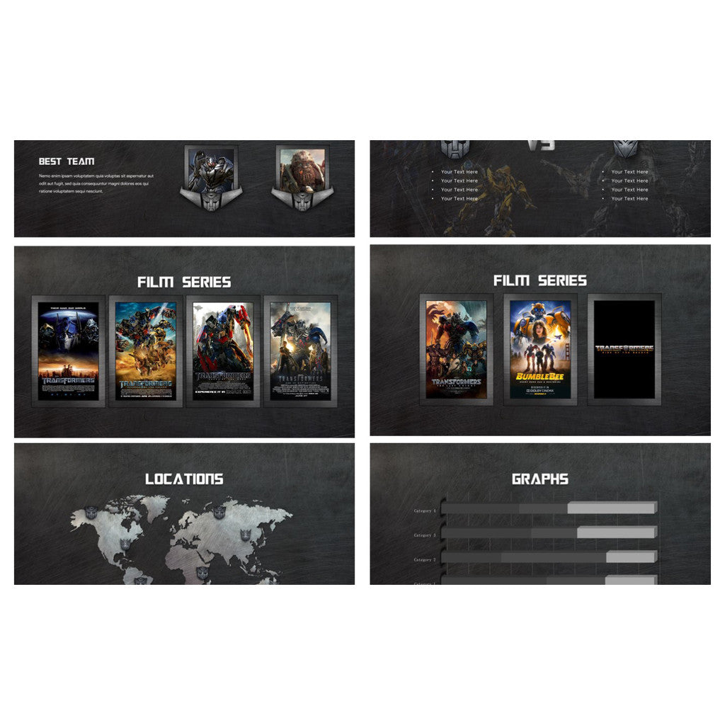 POWERPOINT TEMPLATE 243 | 🤖 Transformers Movie Introduction PPT Template Movie Review Recommended English Presentation