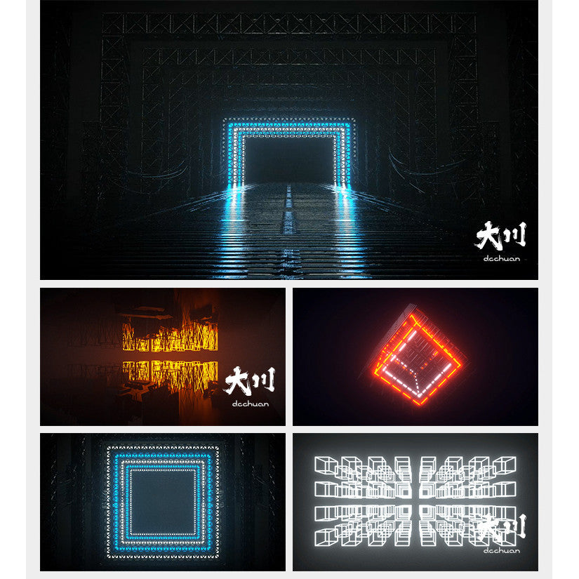🎥 VJ LOOP | Neon Grid Geometry Cool Face Club LED Stage Background 🔷🧠 [ MICHIGO STUDIO ]
