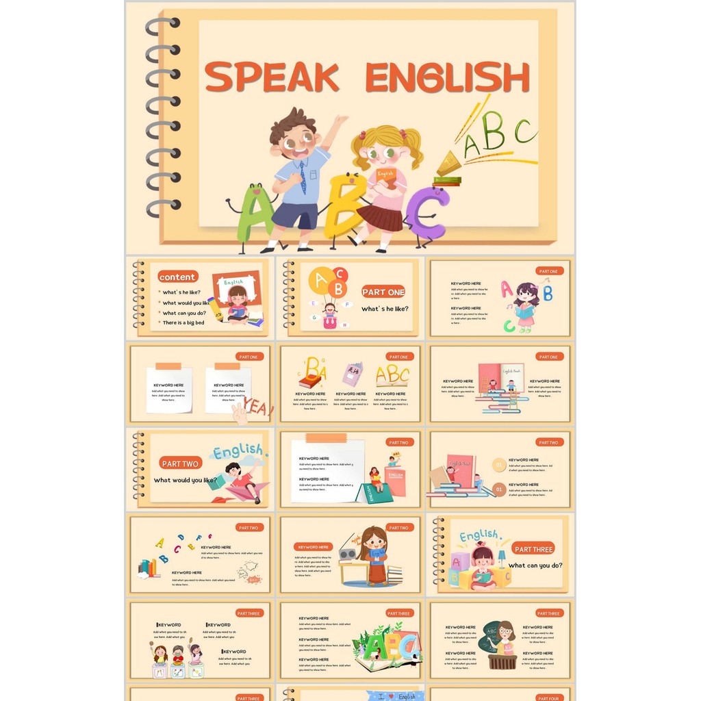 POWERPOINT TEMPLATE 320 | 🏫 Cartoon Teaching Courseware Creative Cute Minimalist Elementary & Kindergarten PPT