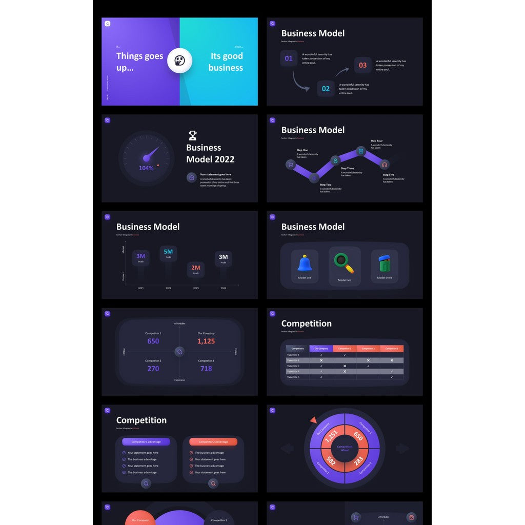 POWERPOINT TEMPLATE 28 | 🖤 80 Pages High-End 3D Dynamic Black & White Stylish Layout PPT Template [ MICHIGO STUDIO ]