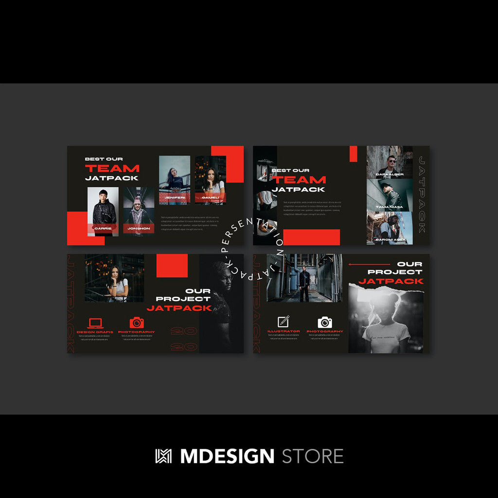 POWERPOINT TEMPLATE 297 | 🏙 Fashion Trendy Street Brand Promotion Dark Presentation PPT Template No Image