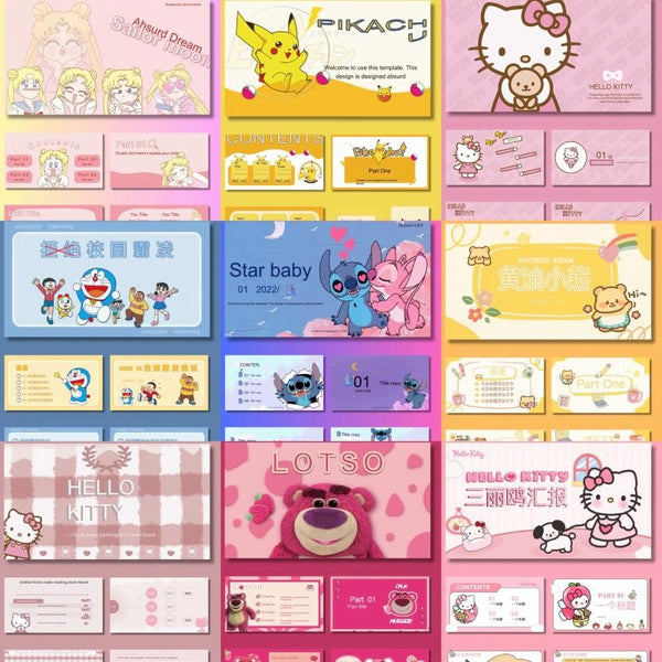 POWERPOINT TEMPLATE 269 | 🧸 Original Cartoon Collection High-Quality Cute Characters All-Inclusive Kindergarten PPT
