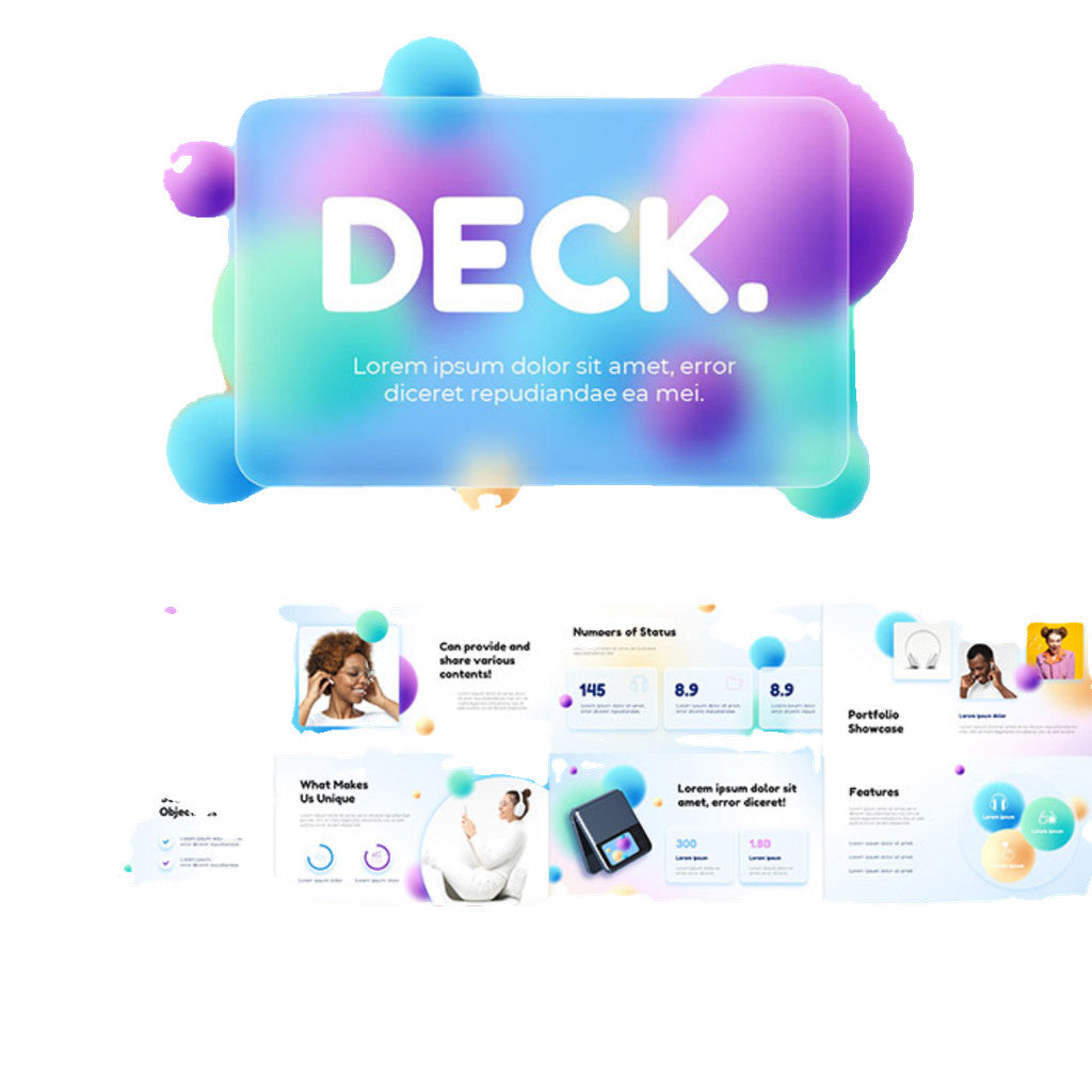 POWERPOINT TEMPLATE 310 | 🌈 Color Gradient Modern Frosted Glass Abstract 3D Geometric Concept Dynamic PPT Template