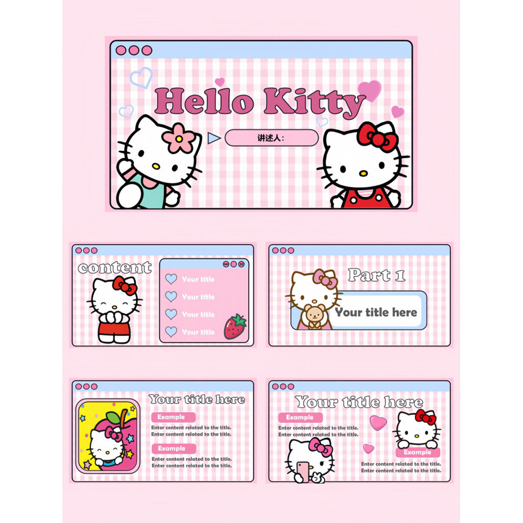 POWERPOINT TEMPLATE 286 | 🐱 Hello Kitty PPT Template 10 Pages Editable Text & Images [ MICHIGO STUDIO ]