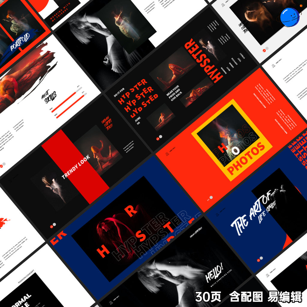 POWERPOINT TEMPLATE 32 | 🎨 Artistic Minimalist Graduation Portfolio Creative Unique Layout PPT Template